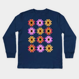 Pretty Colorful Daisies Kids Long Sleeve T-Shirt